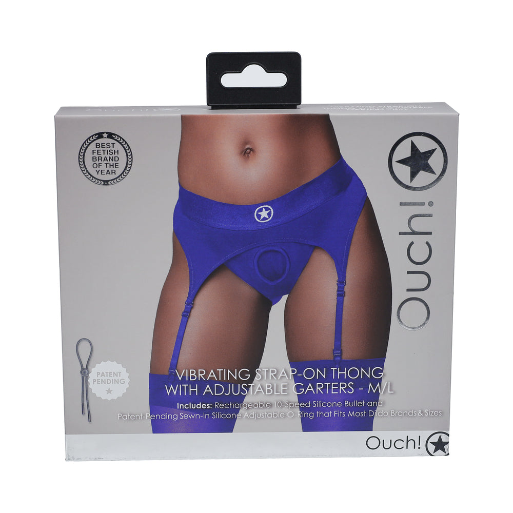 Ouch! Vibrating Strap-on Thong Blue M/L